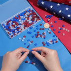PH PandaHall 360pcs Frosted Glass Beads, 6mm 8mm Matte Round Crystal Beads 3 Colors Red White Blue Patriotic Bead for 4th of July Independence Day Necklace Bracelet Earrings Jewelry Making DIY Crafts