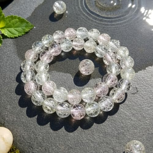 DandS ltd Crackle Lampwork Glass Beads for Jewelry Making, White Quartz, Vibrant DIY Bracelets, Necklaces, Beading Supplies & Craft Kits for Handmade Jewelry, 80pcs 0.39 inch (10mm), #J270-10 - color: White Quartz