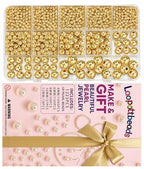 Laopottbeads 1225 Pcs Gold Beads with Oxidation-Resistant Finish, 4/6/8/10/12mm Round Beads DIY Kit for Bracelets, Earrings, Necklaces & Anklets - color: Golden, size: 4/6/8/10/12 mm, 1225 pcs