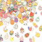 MARFOREVER 120 PCS Easter Charms for Jewelry Making, Assorted Gold Enamel Easter Bunny Egg Rabbit Charms Pendants Easter Spring Charm Bulk for DIY Bracelet Necklace Earrings Making Supplies - style: Easter