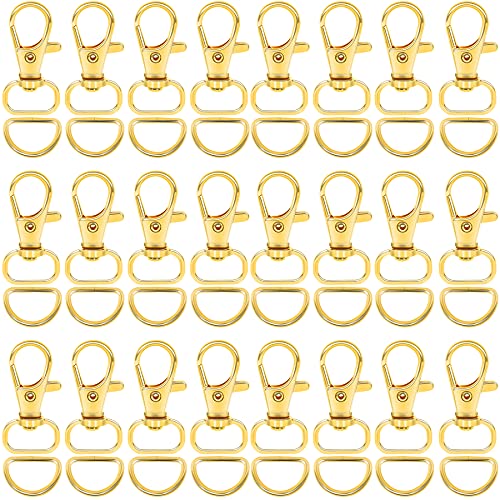 SANNIX 120 Pcs Key Chain Clip Hooks and D Rings Bulk Include 60Pcs Swivel Snap Hooks Lanyard Clips and 60Pcs D Ring for Keychains and Purse Hardware (1/2” Inside Width)