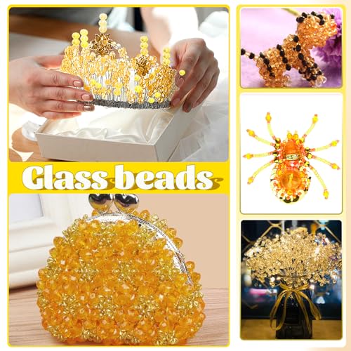 TOAOB 1000pcs Briolette Crystals Glass Beads 4mm 6mm 8mm Rondelle Faceted Spacer Beads Yellow Loose Beads for Bracelets Necklace Earrings Jewelry Making - color: Yellow