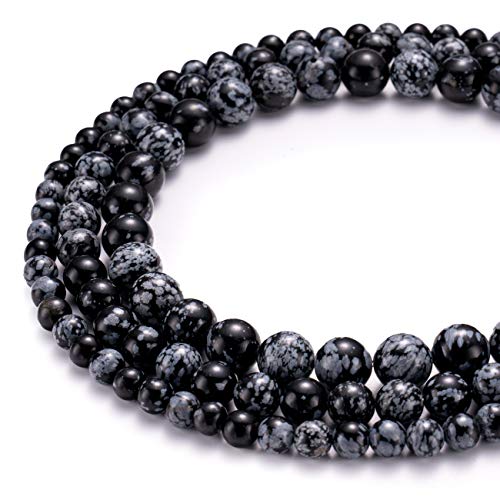 BEADIA Natural Snowflake Obsidian Stone Round Loose Semi Gemstone Beads for Jewelry Making 6MM 61PCS - color: Snowflake Obsidian, size: 6mm