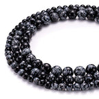 BEADIA Natural Snowflake Obsidian Stone Round Loose Semi Gemstone Beads for Jewelry Making 6MM 61PCS - color: Snowflake Obsidian, size: 6mm