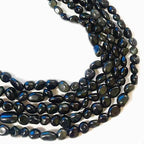 6-8mm Natural Black Obsidian Nuggets Oval Free Tumbled Pebble Semi Precious Gemstone Loose Stone Beads Approx 15.5 inch for DIY Jewelry Making - color: Black Obsidian