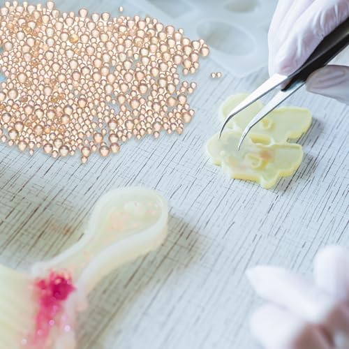 Iridescent Glass Tiny Bubble Beads, 0.4-3mm 20g No Hole Micro Mini Round Champagne Water Droplets Beads - Applications: for Resin Filler, Nail Art, Dollhouse Bath Tub, 2-Pieces - color: Champagne, size: φ0.4-3mm