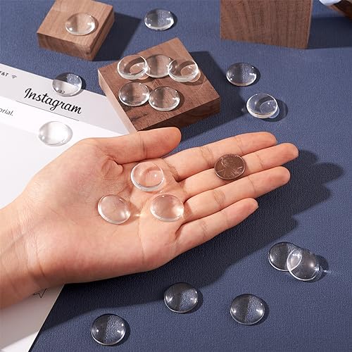 Craftdady 200Pcs Transparent Glass Cabochons 19.5~20mm Clear Glass Flat Back Dome Tile Half Round Cabochon Covers for Photo Pendant Jewelry Making - color: Transparent Clear, size: 20mm Round
