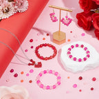 PH PandaHall 1880pcs Red Pink Glass Beads 24 Styles Transparent Frosted Beads 4mm 6mm 8mm Round Jewelry Bead Craft Bead for Bracelet Necklace Earring Jewelry Making DIY Craft Wedding