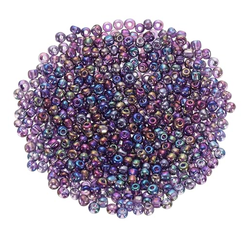 uxcell 2000 Pcs Glass Seed Beads Bulk, 4mm Mini Loose Glass Bugle Beads for DIY Earrings, Necklaces, Bracelets, Jewelry Making, Dark Purple - color: Dark Purple, size: 4mm