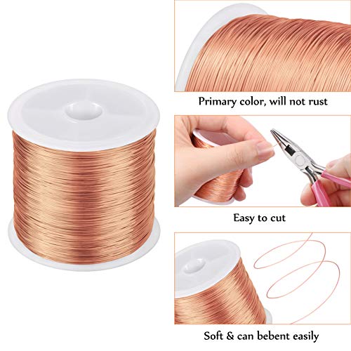 MIKIMIQI 328Ft Jewelry Wire - 26 Gauge Tarnish Resistant Copper Beading Wire for Jewelry Making, 0.4mm X 100m (Rose Gold) - color: Rose Gold