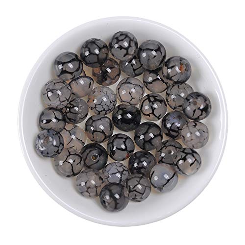 Natural Stone Beads 12mm Black White Dragon Vein Stone Round Loose Beads Crystal Energy Stone Healing Power for Jewelry Making DIY,1 Strand 15" - color: Black White Dragon Vein, size: 12MM