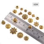 BronaGrand 100 Gram(About 250-350pcs) Bali Style Jewelry Making Metal Bead Caps Deluxe New Mix,Antique Gold - color: Antique Gold