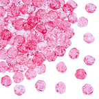 1 Box 100Pcs Pink Rose Beads Glass Flower Bead Transparent Czech Carved Flowers Floral Crystal Glitter Loose Spacer Beads for Bracelet Necklace Jewelry Making DIY Craft Decors Accessories