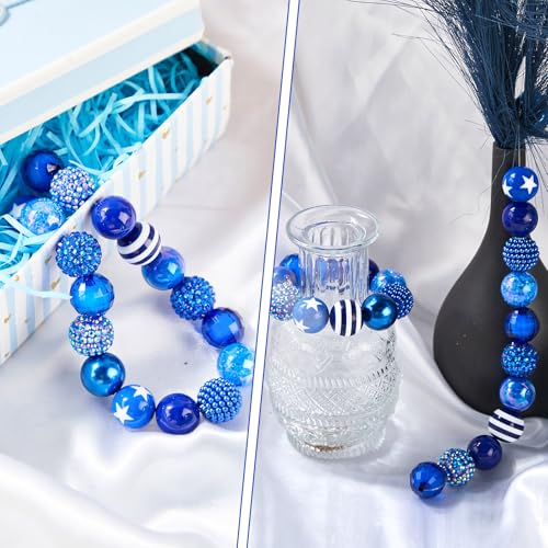 Ferreve 20 Pcs Chunky Bubblegum Beads 20mm Focal Pen Large Rhinestone Pearl Beads for DIY Beadable Pen School Jewelry Making Keychain Craft Making(Dark Blue) - color: Dark Blue