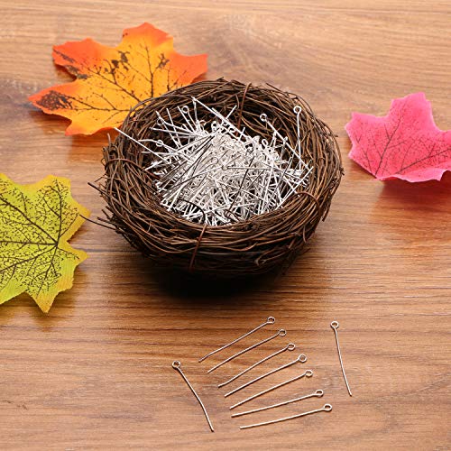 Shapenty 200PCS Mini Metal Wire Eyepins Beading Small Open Eye Head Pins Needles Bulk for DIY Craft Bead Earring Pendant Necklace Bracelet Jewelry Charm Finding Making (35mm/1.38inch, Silver) - color: Silver, size: 35 mm