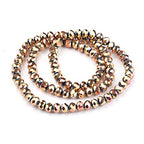 Craftdady 10 Strands 6mm Rose Gold Faceted Glass Briolette Rondelle Beads Electroplate Metallic Tiny Spacer Beads About 1000Pcs for Jewelry Craft Necklace Earring Making - color: Rose Gold, size: 6mm