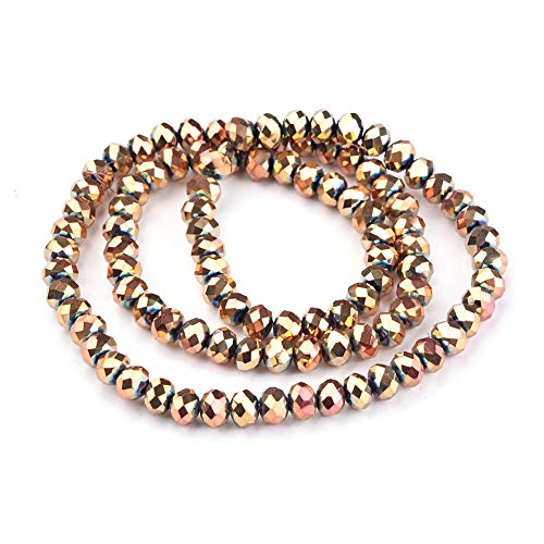 Craftdady 10 Strands 6mm Rose Gold Faceted Glass Briolette Rondelle Beads Electroplate Metallic Tiny Spacer Beads About 1000Pcs for Jewelry Craft Necklace Earring Making - color: Rose Gold, size: 6mm