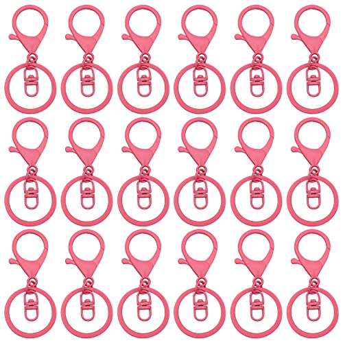 30Pcs Lobster Claw Clasps Keychain for Jewelry Making,Metal Lobster Clasp Swivel Trigger Clips with Swivel Clasps Hook Clips Flat Split Keychain Ring for DIY Craft Jewelry Making(Rose Red) - color: Rose Red