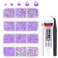 qiipii Light Purple AB Resin Rhinestones for Crafting Violet Flatback Jelly Stones 2mm 3mm 4mm 5mm 6mm Gems Diamonds for Nails Face Eyes Makeup Tumblers Mugs Bottles DIY Crafts Clothes Shoes Phones - color: Light Purple AB