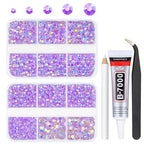 qiipii Light Purple AB Resin Rhinestones for Crafting Violet Flatback Jelly Stones 2mm 3mm 4mm 5mm 6mm Gems Diamonds for Nails Face Eyes Makeup Tumblers Mugs Bottles DIY Crafts Clothes Shoes Phones - color: Light Purple AB