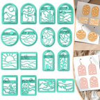 ACRNIGHEET Boho Clay Cutters - 16 Shapes Sun and Moon, Landscape Polymer Clay Cutters for Jewelry, Earring Making Kit With Storage Box - style: Sun and Moon Scenery theme (16 pcs)