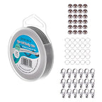 BENECREAT 300-Feet 0.46mm Stainless Steel 7-Strand Beading Wire with 200pcs Jump Rings, 50pcs Crimp Beads and 30pcs Lobster Claw Clasps for Jewelry Making - size: 0.46mm, style: 7 Strand