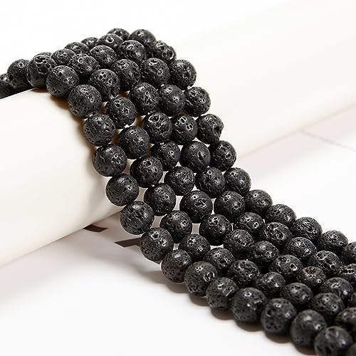 65Pcs Black Lava Stone Beads 6mm Beads Natural Stone Round Gemstone Genuine Real Stone for DIY Bracelet Jewelry String Making - color: Black Lava Stone Beads, size: 6mm