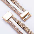 FANCY SHINY Mothers Day Gifts Boho Leather Wrap Bracelet Stackable Infinity Chunky Cuff Bracelets Western Hippie Outfits Jewelry Valentine Gifts for Women - color: Gold/Silver