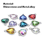 BronaGrand Crystal Birthstone Pendants, 20pcs Mixed Colors Heart Crystal Birthstone Charms Glass Gemstone Pendants Flat Round Glass Links Charms with Double Loop Bail Connectors for Jewelry Making