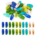 Pandahall 25Pcs Glass Oval Beads Crystal Barrel Long Smooth Bead 14x5mm lmitation Gemstone Gradient Loose Spacer Beads for Necklace Keychain Bracelets Jewelry Making