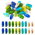 Pandahall 25Pcs Glass Oval Beads Crystal Barrel Long Smooth Bead 14x5mm lmitation Gemstone Gradient Loose Spacer Beads for Necklace Keychain Bracelets Jewelry Making