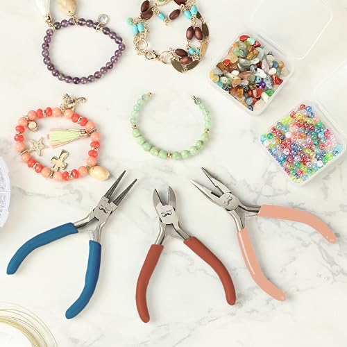 Mr. Pen- Pliers for Jewelry Making, 3 Pack, Chain Nose, Round Nose Pliers Set and Wire Cutter for Beading, Wire Wrapping, Jump Rings, Jewelry Repair, Crafting, DIY - color: Multicolor 1