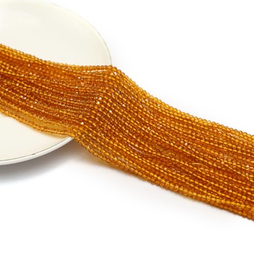 10 Strands Spinel Beads Artificial Faceted Small Round Loose Beads 3mm 15 inch for Jewelry Making Charms Necklace Bracelet - color: Yellow