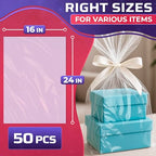 16x24 Shrink Wrap Bags for Gifts – 50 Pcs Clear Heat Shrink Wrap for Mother’s Day Packaging, Works with Hair Dryer at Medium Temperature – Neat Storage for Clothing, Cosmetics, Boxes & Bulky Items - size: 1 count (Pack of 50)