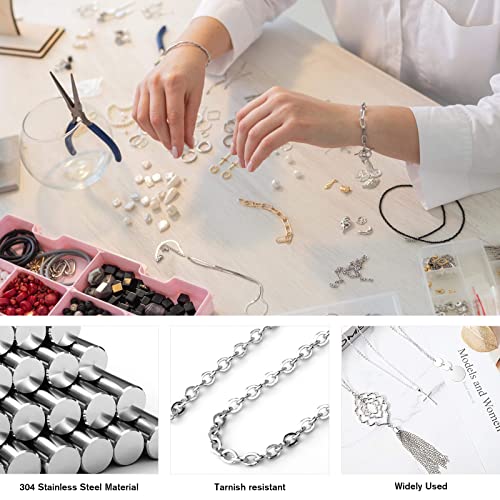 [66 Feet/ 20M] Stainless Steel Chain Bulk, 2mm 304 Stainless Steel Chains Flat Cable Link Chain Bulk for Jewelry Making DIY Craft - color: Stainless Steel, size: 2.0mm width