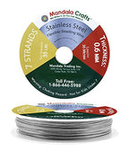 Mandala Crafts 7 Strand Beading Wire for Jewelry Making - 98 FT 22 Gauge Stainless Steel Braided Tiger Tail Wire for Bead Stringing - size: 7 Strands 22 Gauge 0.6MM 98FT
