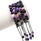 MASSIVE BEADS Natural Healing Power Gemstone Crystal Beads Unisex Adjustable Macrame Bracelets - color: Agate Purple, size: 6mm