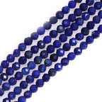 GEM-Inside 2mm Natural Blue Lapis Lazuli Gemstone Semi Precious Round Faceted Spacer Beads for Jewelry Making 15" - color: AA Blue Lapis Lazuli, size: 2mm