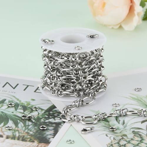 UMAOKANG 2 Meters Stainless Steel Jewelry Chains Bulk Rolo Chains Bulk for Men and Women Jewelry DIY Jewelry Making Chain - color: Rolo (Steel)