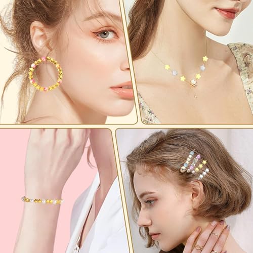 Augshy 700Pcs Star Spacer Beads - 6mm Silver & Gold for Crafts, Jewelry Making, Birthday Party, Friendship & Hair Beads - style: Gold Silver Star Style