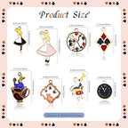 JIALEEY 19PCS Assorted Gold Plated Enamel Alice in Wonderland Wreath Charm Pendant DIY for Necklace Bracelet Jewelry Making and Crafting