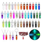 ROADPLUM 40Pcs Healing Crystal Pendants, Glow in the Dark Gemstone Charm, Hexagonal Chakra, Natural Quartz Stone, Necklace Pendants for Jewelry Making