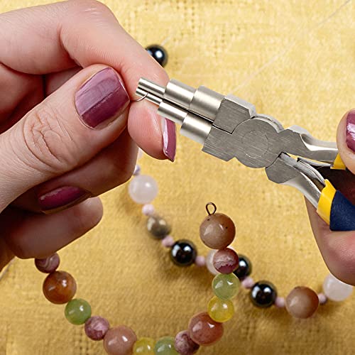 AHIER 6 in 1 Bail Making Pliers Wire Looping Forming Pliers, 3mm to 10mm Wire Bending Plier with Non-slip Comfort Grip Handle for Jewelry Making, Loops, Jump Ring (Round)