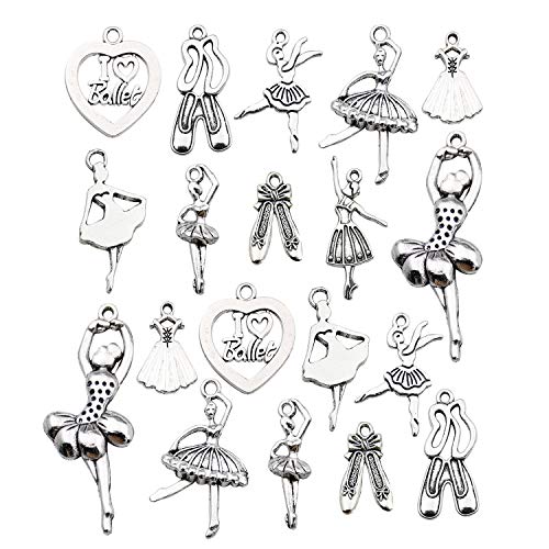 100g(60pcs) Craft Supplies Antique Silver Ballerina Ballet Dancer Charms for Jewelry Making Crafting Findings Accessory for DIY Necklace Bracelet M290 - color: M290