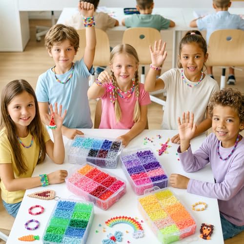 Umikk 15,000 Pony Beads Bulk, 50 Colors 6x9mm Plastic Kandi Beads for Bracelets Making Hair Braiding Rave Kandi Jewelry Crafts Gifts (8.6LB) - color: 50colors15000pcs