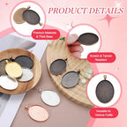 PATIKIL Pendant Trays for Jewelry Making, Blank Pendants Zinc Alloy Oval Bezel Settings Flat Base for Necklace Bracelet Charm - color: Copper Tone