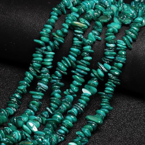 Chip Shells, 260pcs 5-8mm Irregular Beads with Holes, Peacock Green Shell & Turquoise Chip Beads for Jewelry Making - color: Peacock Green
