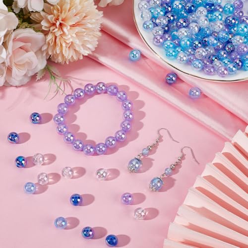 1 Box 10MM 250PCS Blue Round Bubblegum Chunky Beads with Holes AB Color Transparent Acrylic Loose Spacer Charm Bead Bulk for Jewelry Making Earrings Bracelets Necklaces DIY Craft Supplies - color: Blue, size: 250pcs 10mm