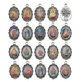 50pcs Antique Silver Picture Jesus Enamel Our Lady Miraculous Medal Floral Rosary Centerpiece Alloy Crucifix Cross Mother's Day Pendants Charms for Jewelry Making (M218) - color: M218-50