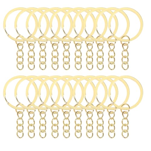 100Pcs Keychain Key Ring with Chain Bulk Split Key Chain,1.1 Inch Key Chains Parts with Open Jump Ring Connector for Jewelry Making Crafts (Gold) - color: 100Pcs Gold